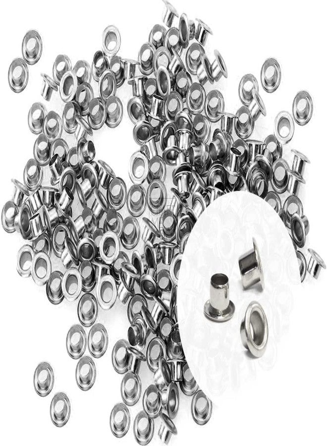 FirstTry Grommet Eyelet Hole Rivets, Set of 100 | 3MM Hole Round Metal Self-Backing Eyelet | for Leather Craft DIY Scrapbooking Shoes Belts Clothes Fashion Practical Accessories (Silver) - Image 1